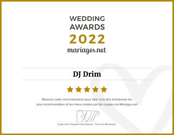 Wedding Awards Mariages.net 2022 — DJ Drim 5 étoiles